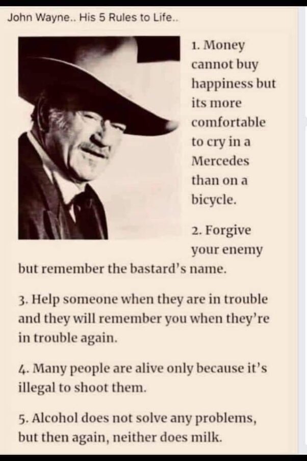 John Wayne's rules of life