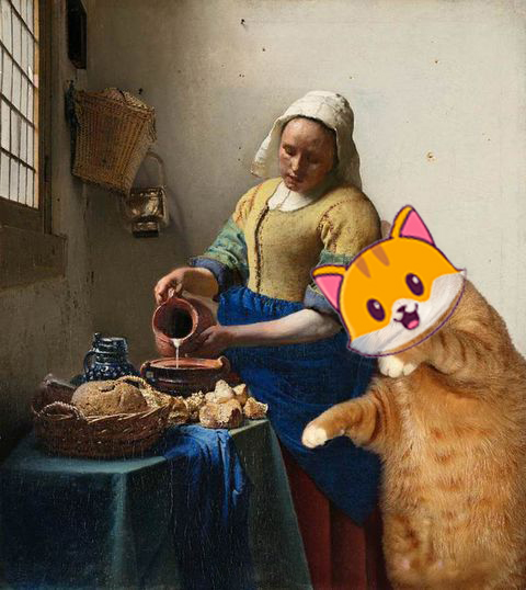 Catcoin while they prepare his lunch
