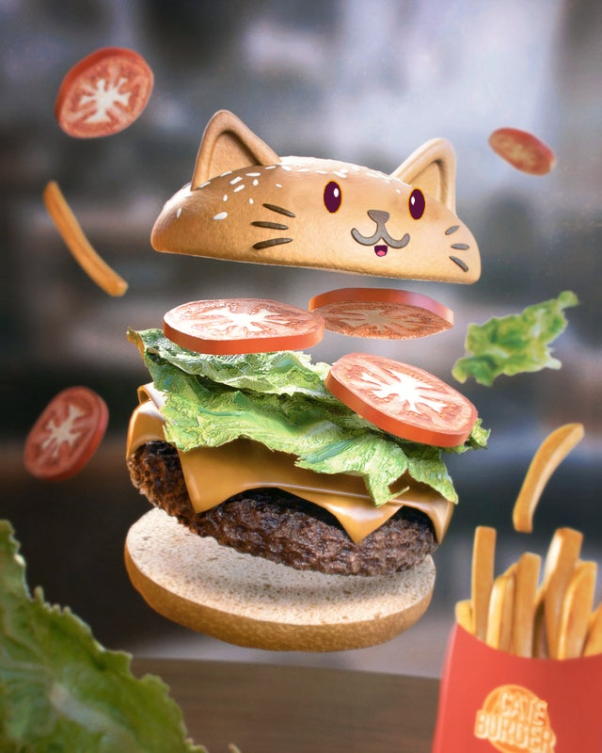 All of us will have the taste of CATE BURGER!!!